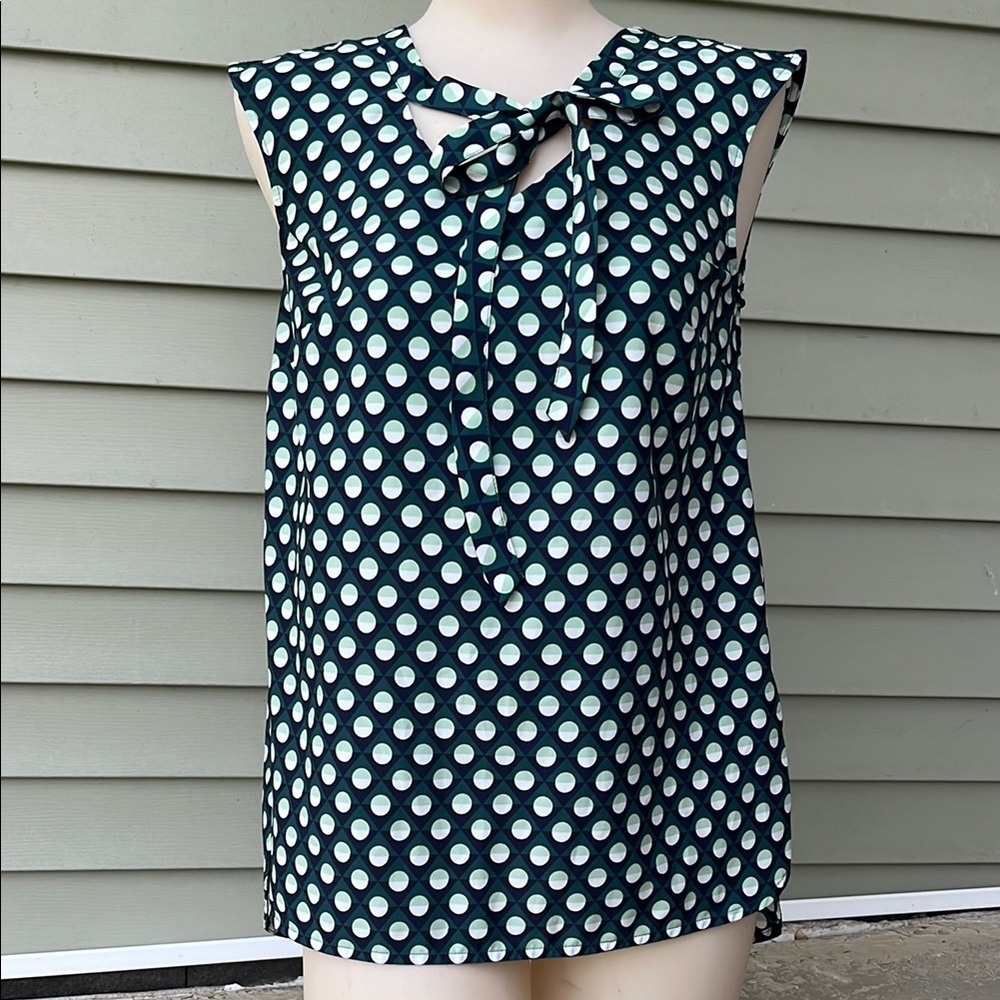 Like new Merona green and White Polka Dot Blouse